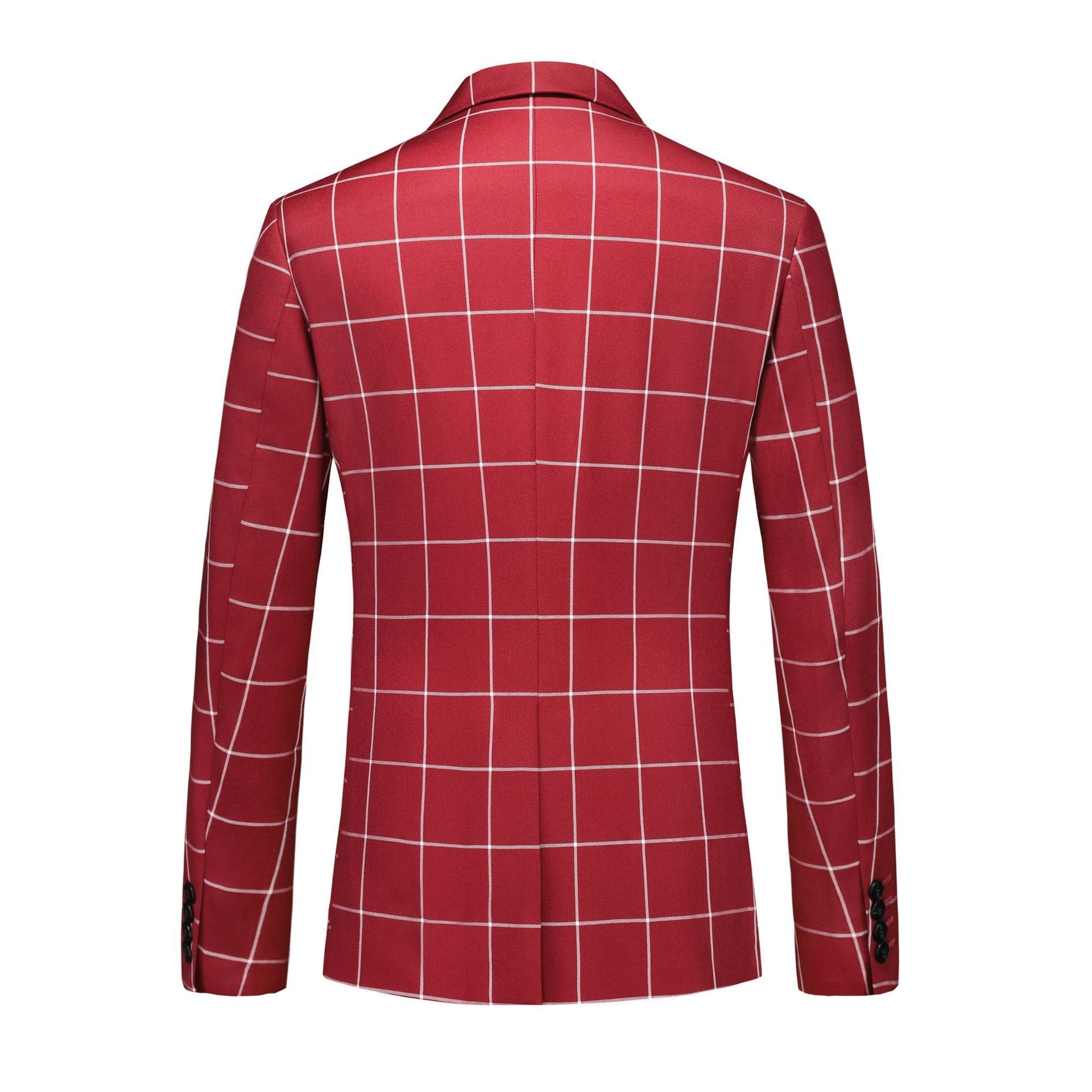 Men’s Red Plaid One Button Casual Blazer