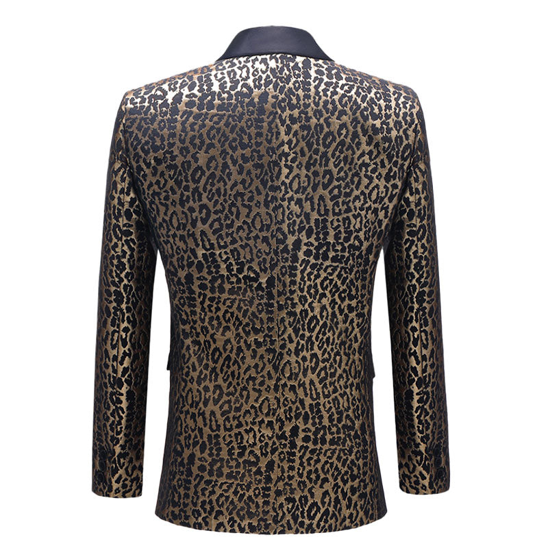 Men's Leopard Seamless Pattern Black Dinner Jacket