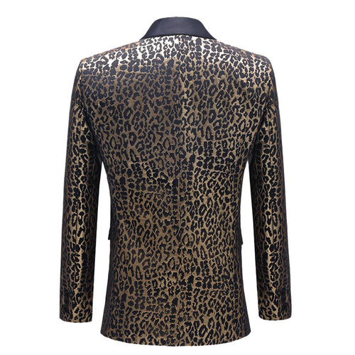 Men's Leopard Seamless Pattern Black Dinner Jacket
