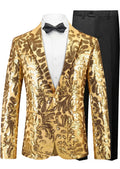 Men's Notch Lapel Embroidered Paisley Gold Sequin Suit