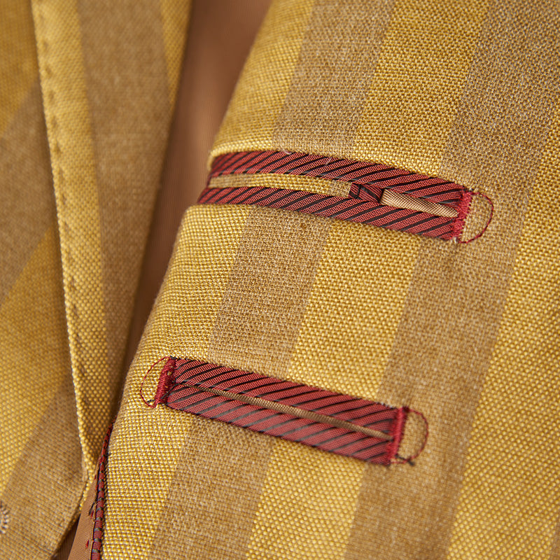Men's 2-Piece Retro Style Double-Breasted Yellow Suit