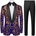 Men's Sequin Blue Jacket Golden Falling Stars