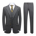 Men's 3-Piece Checkered Gray Two Button Gray Suit