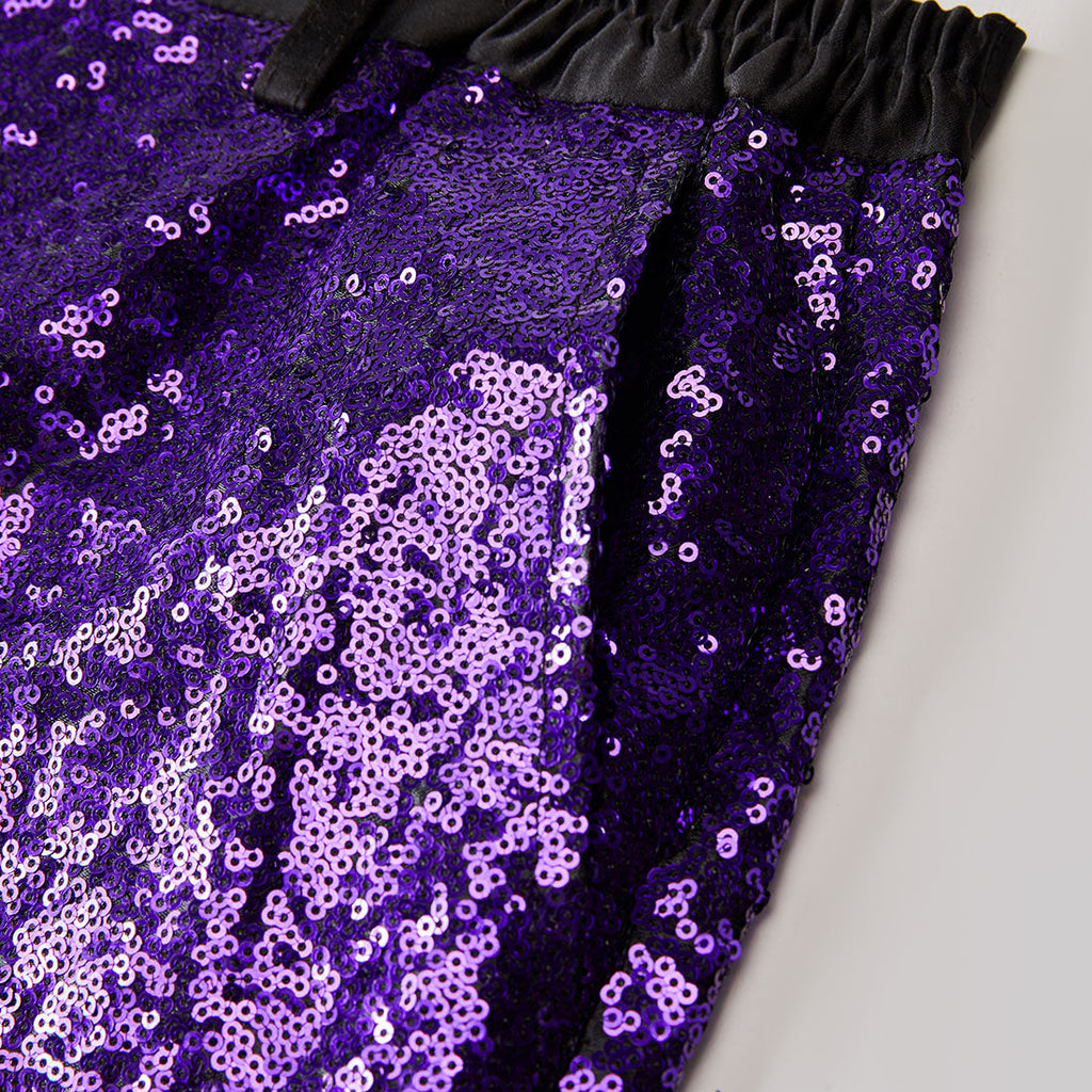 Men's Shiny Luxury Embroidery Pants Purple Gold