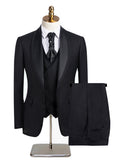 Men's 3-Piece Shawl Lapel All black Tuxedo