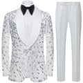 Men's Sequin White Jacket Silver Falling Stars