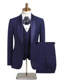Men's 3-Piece Shawl Lapel All Navy Tuxedo