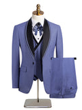Men's 3-Piece One-Button Black Lapel Purple Tuxedo