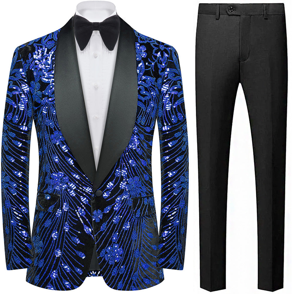 Men's Sequin Navy Jacket Blue Falling Stars