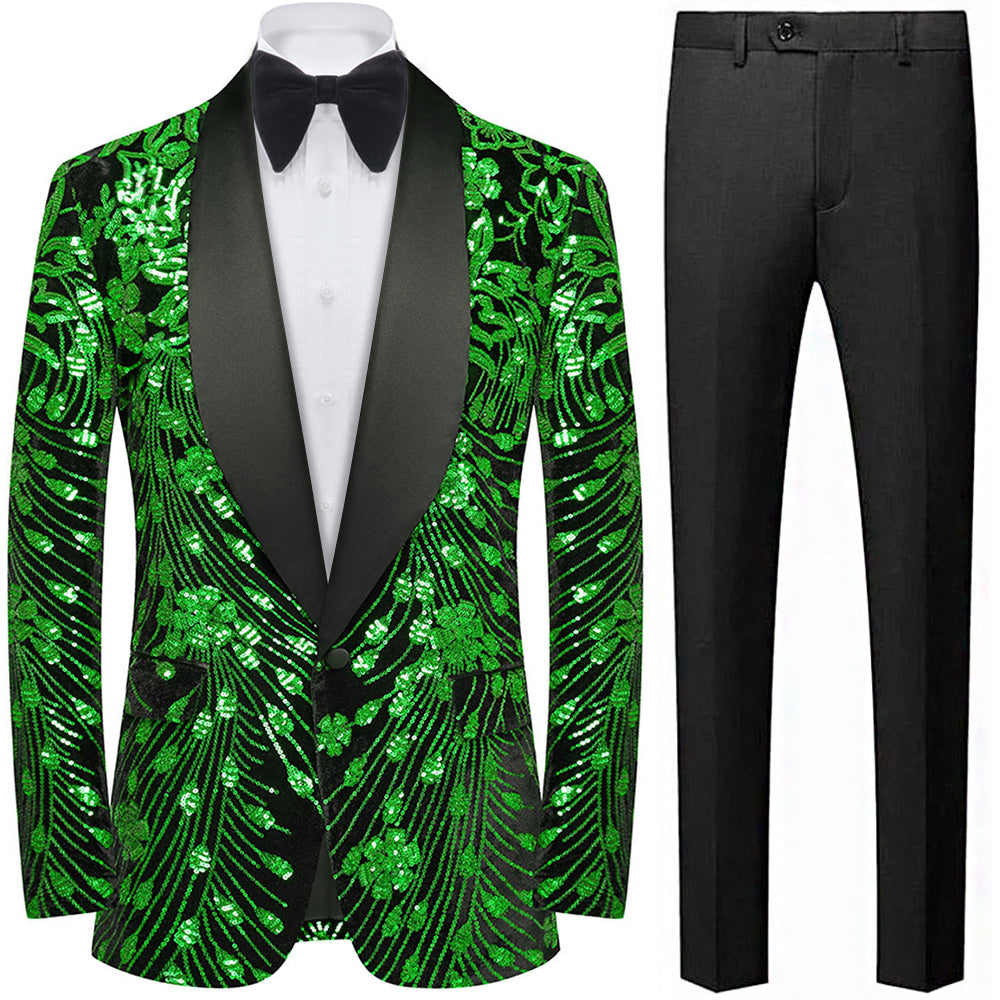 Men's Sequin Jacket Green Falling Stars
