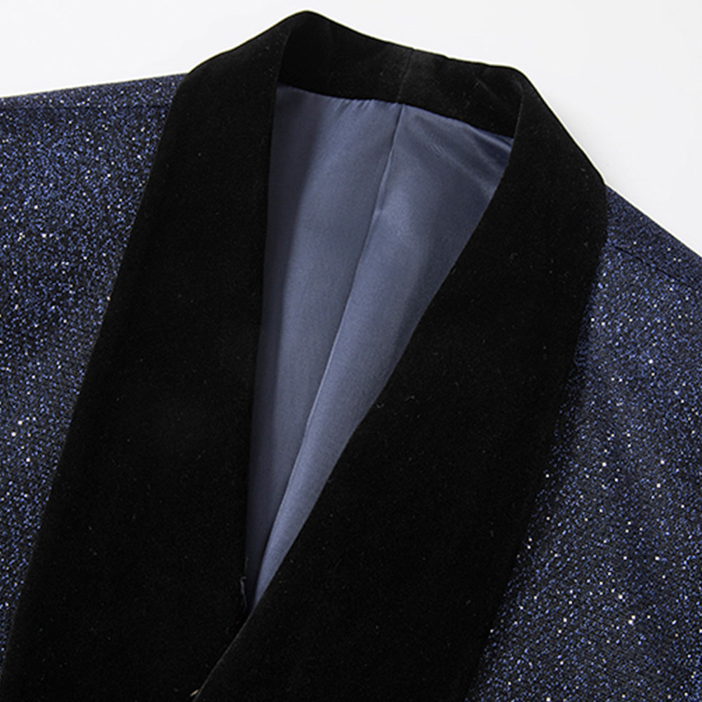 Men's 2-Piece Starry Navy Blue Smoking Suit