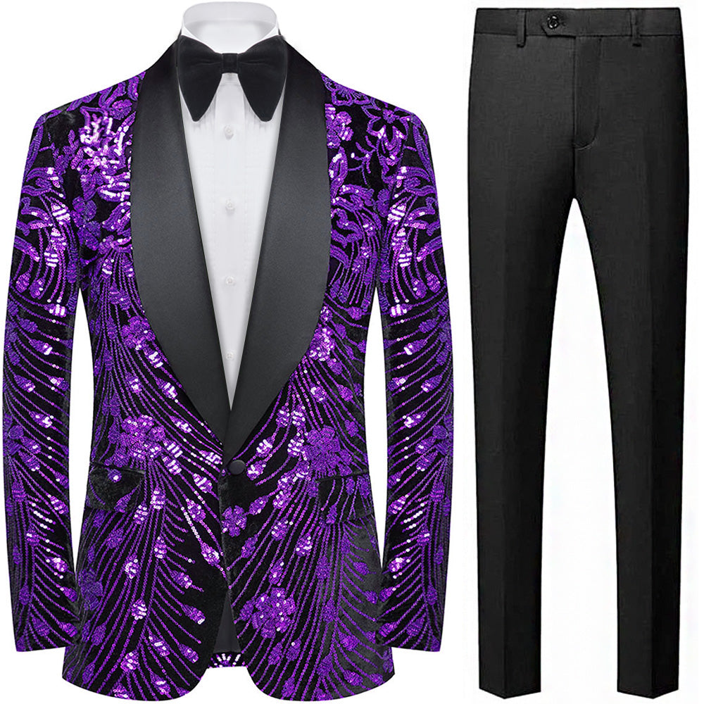 Men's Sequin Purple Jacket Falling Stars