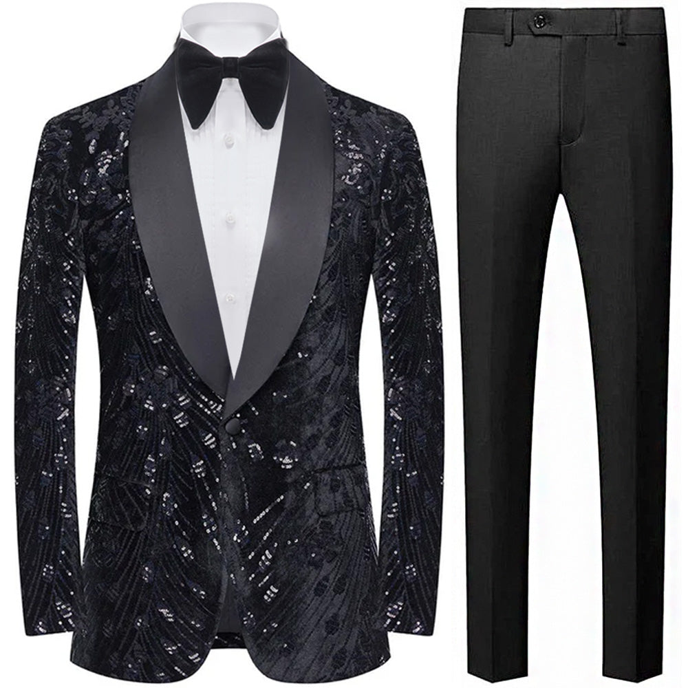 Men's Sequin Falling Stars Black Jacket