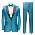 Men's 2-Piece Peak Lapel Blue Sequin Jacket