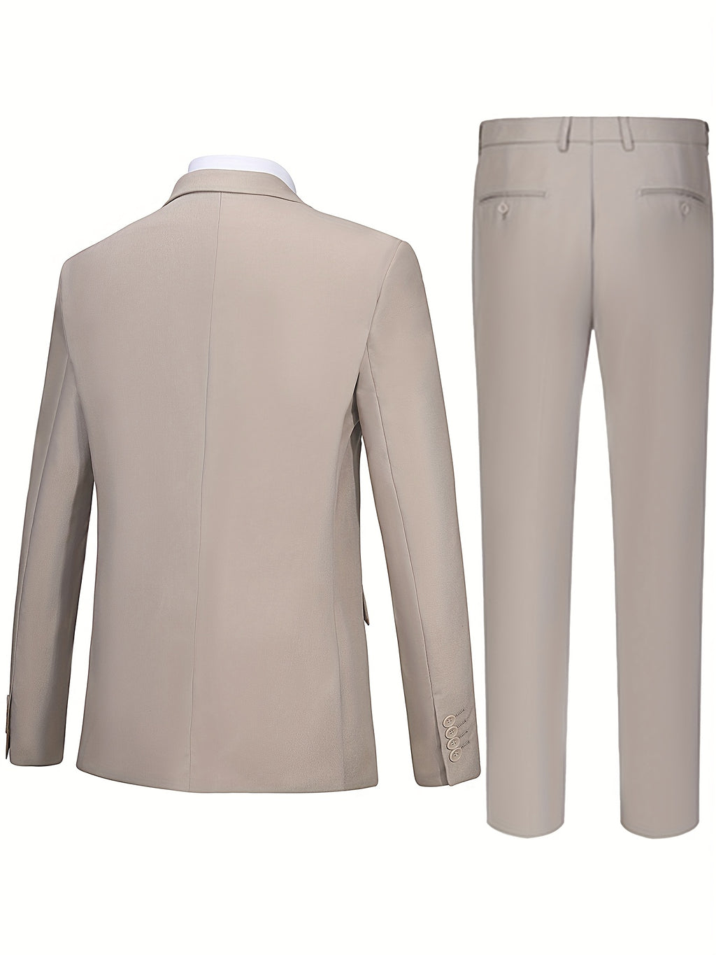 Men'S 3pcs Business Style Suit, Two Button Lapel Jacket Vest Trouser Set Solid Color Wedding Business Tuxedo Suit