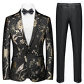 Men's 2-Piece Golden Birdsong Forest Embroidery Suit