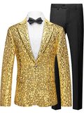Men's All-over Metallic Gold Sequin Suit Jacket