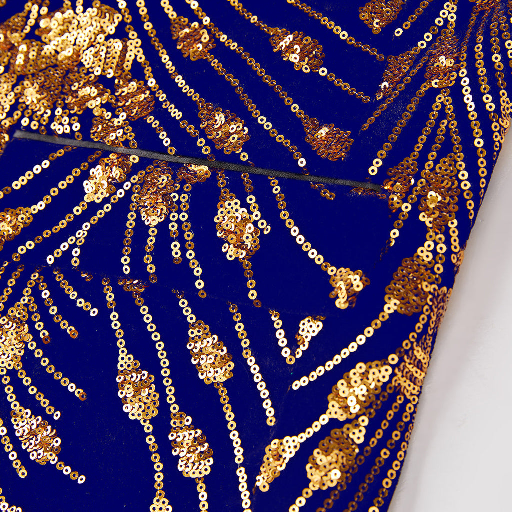 Men's Sequin Blue Jacket Golden Falling Stars