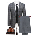 Men's 3-Piece One Button Fashionable Plaid Gray Suit