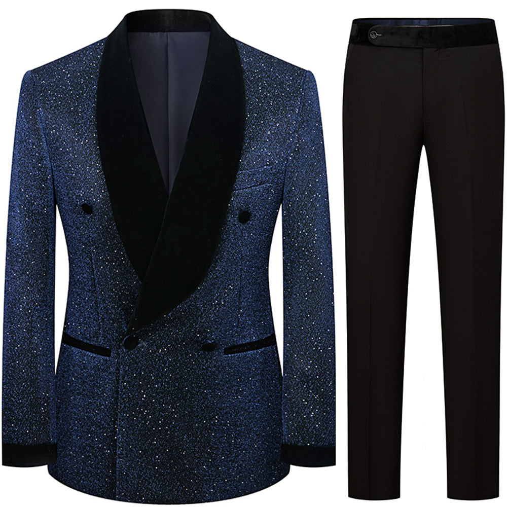 Men's 2-Piece Starry Navy Blue Smoking Suit