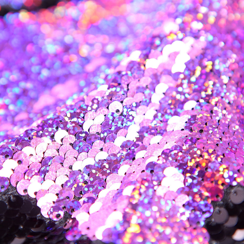 Men's Reversible Full Sequin Purple Prom Suit with Black Dots Decoration