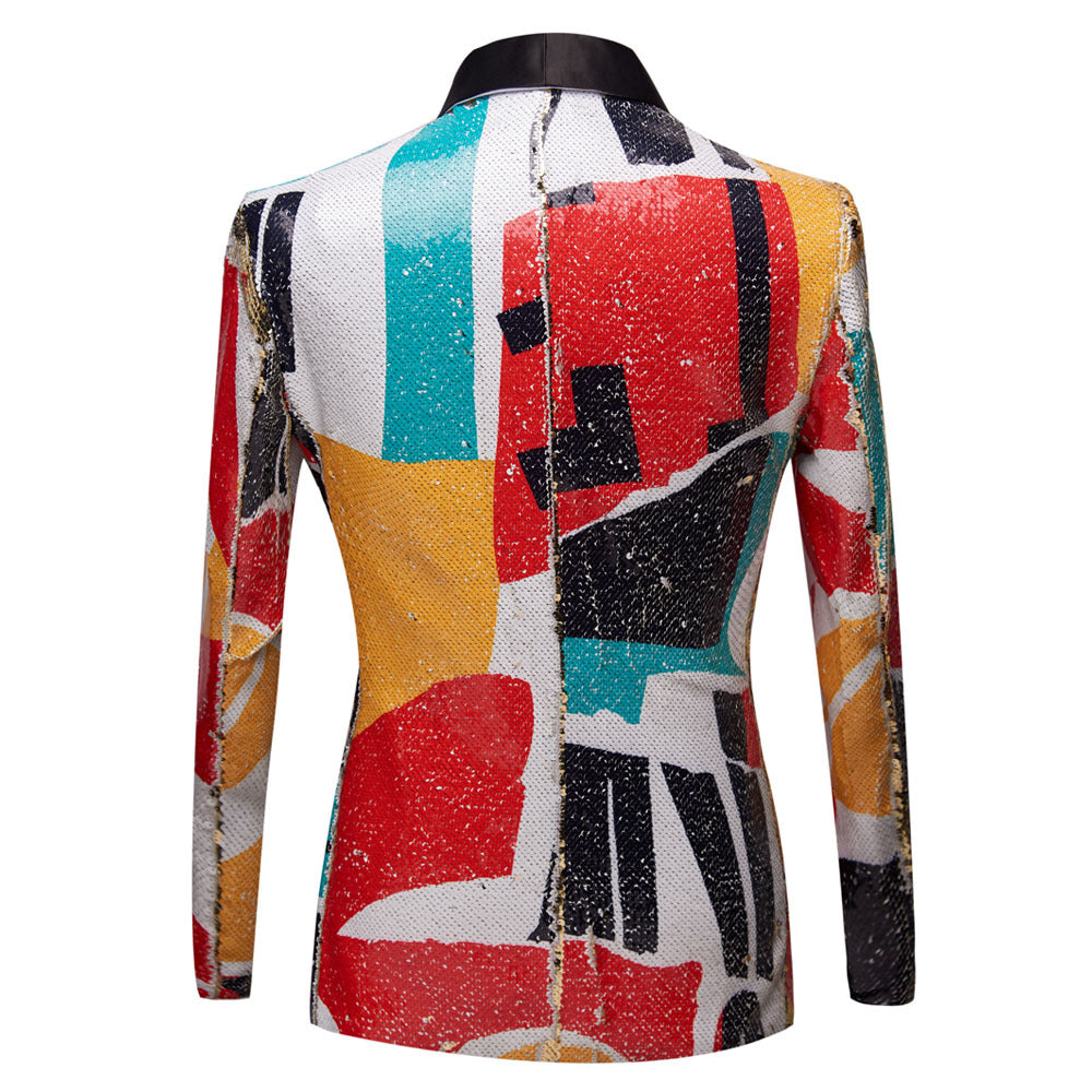 Men's Fashion Portrait Graffiti Sequined Embroidered Jacket