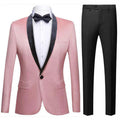 Men's Classic Velvet Closure Collar Pink Tuxedo