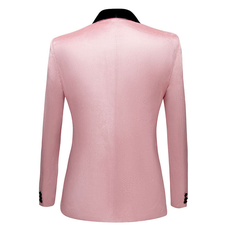 Men's Classic Velvet Closure Collar Pink Tuxedo