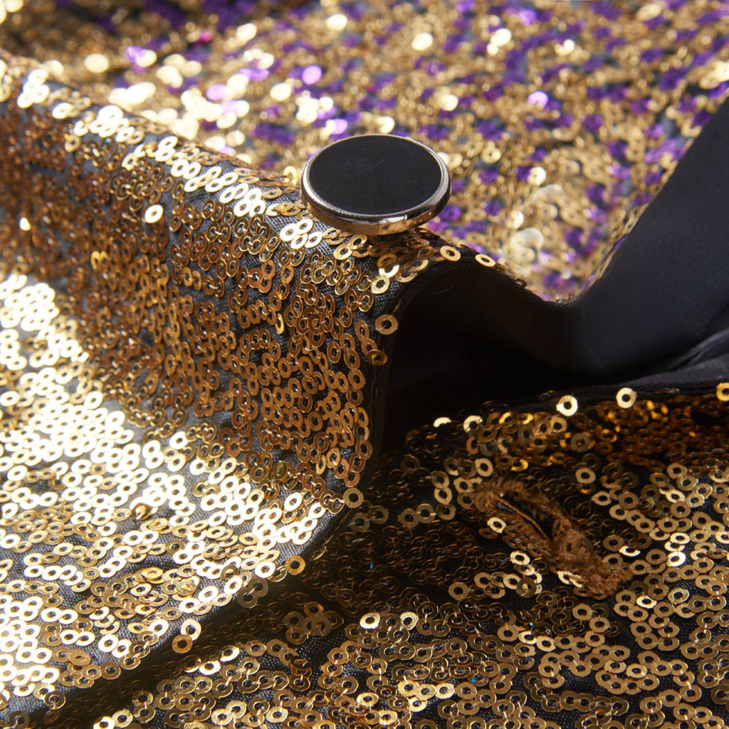 Men's Shimmering Gradient Sequin Tuxedo Jacket Gold Purple