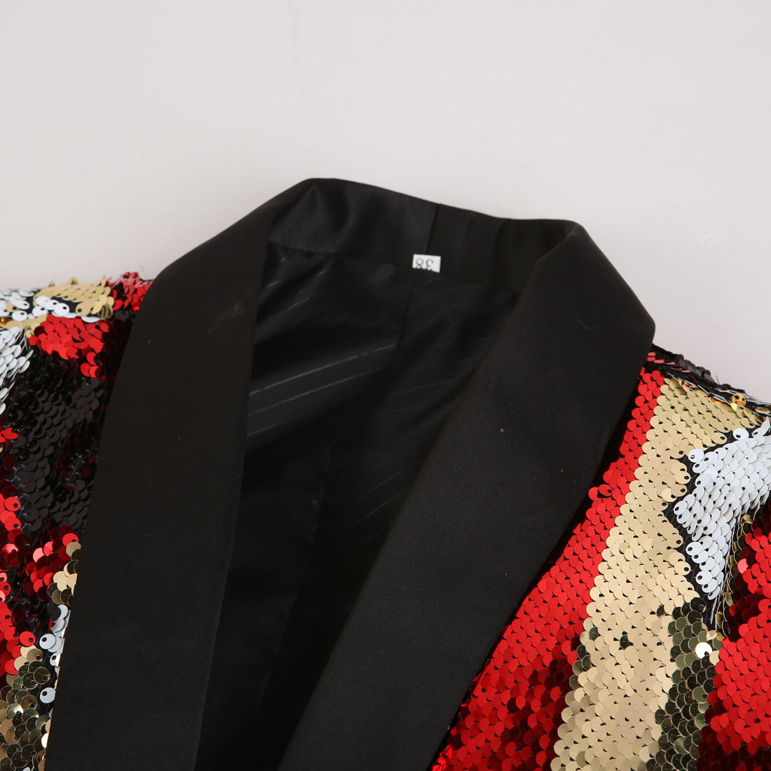 Men's Reversible Full Sequin Gold and Red Pinstripe Suit