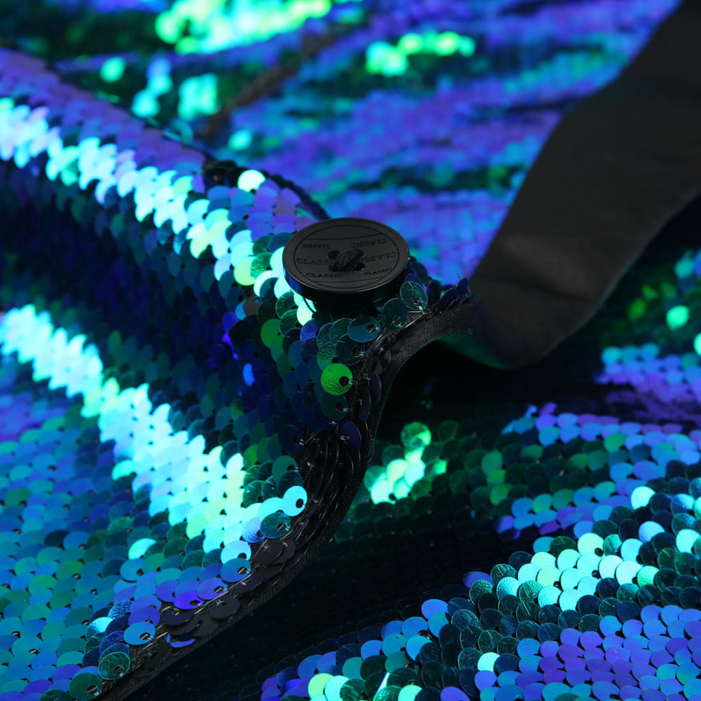 Men's Shawl Lapel Gradient Sequin Teal Green Tuxedo