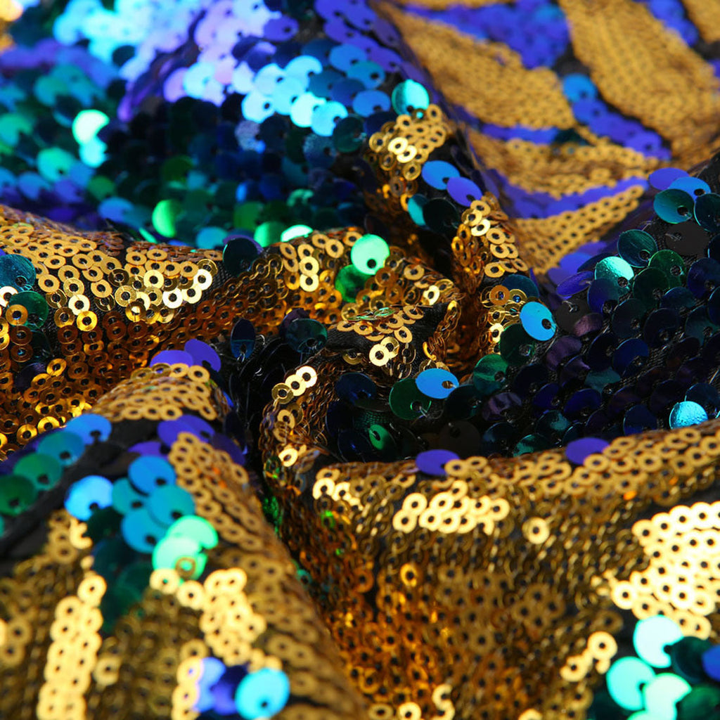 Men's Full Sequin Teal Green Tuxedo with Gold Olive Leaf Patterns