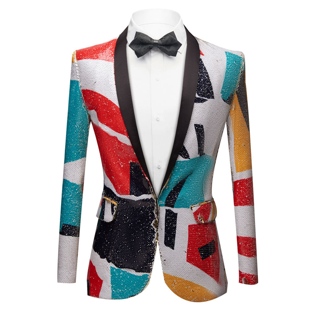 Men's Fashion Portrait Graffiti Sequined Embroidered Jacket