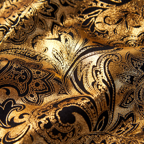 Men's Black Gold Paisley Suit with Velvet Shawl Lapel