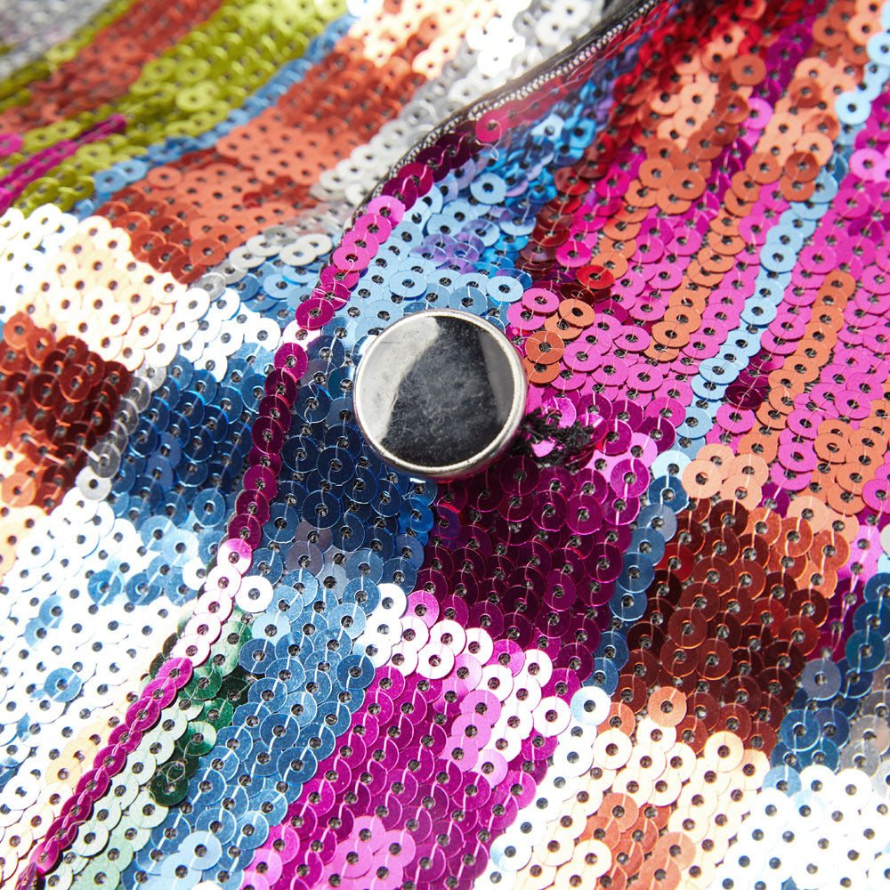 Men's Full Sequin Embroidered Pinstripe Rainbow Tuxedo Jacket