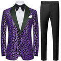 Men's Sequin Geometric Mosaic Dark Purple Tuxedo