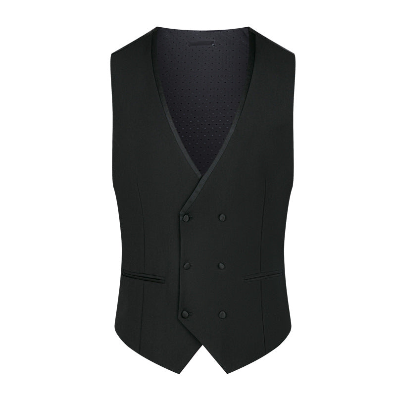 Men's 3-Piece Black Lapel Floral Jacquard White Tuxedo