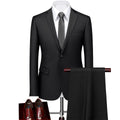 Men's 2-Piece Classic Two Button Casual Black Suit
