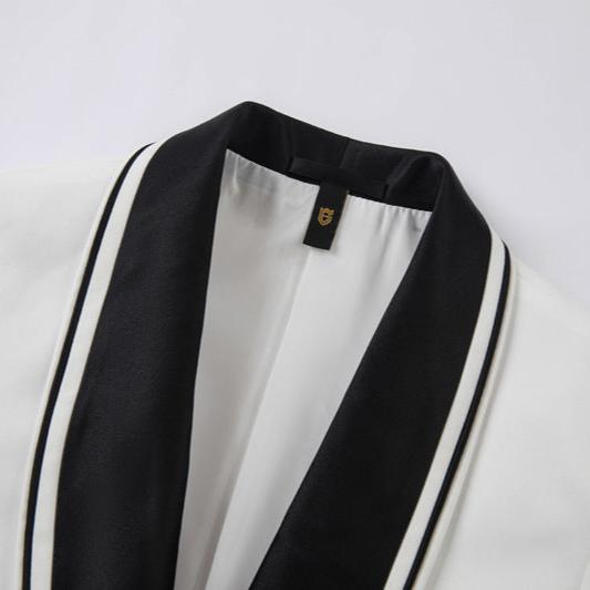Men's 3-Piece One-Button Black Lapel White Tuxedo