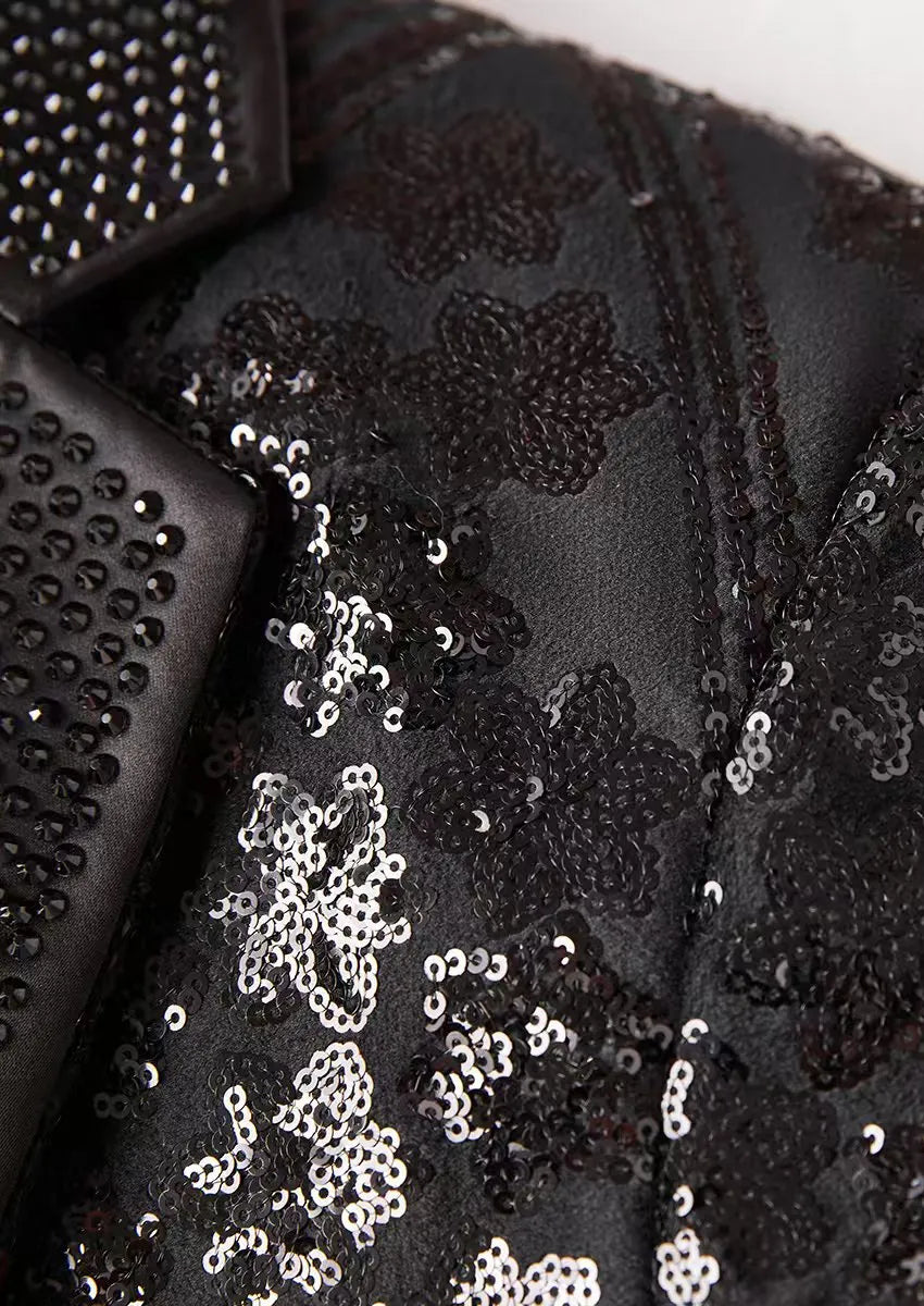 Men's Starry Sequin Black Luxury Tuxedo
