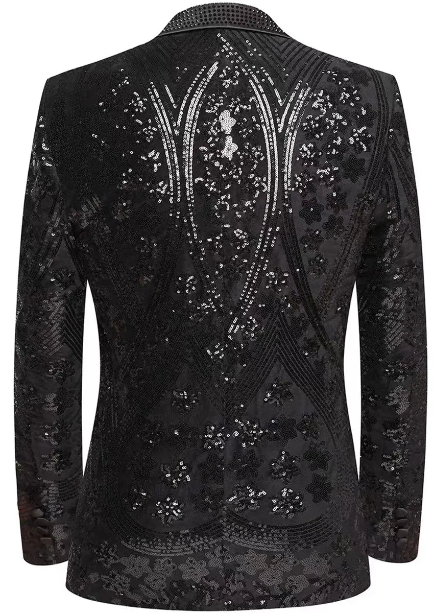 Men's Starry Sequin Black Luxury Tuxedo