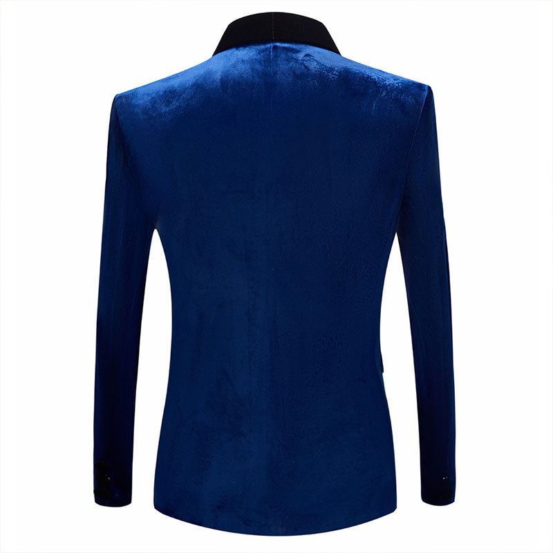 Men's Classic Velvet Closure Collar Royal BlueTuxedo