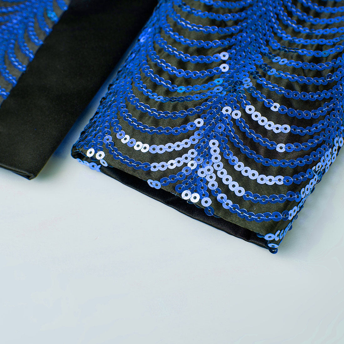 Men's 2-Piece Blue Sequin Water Ripples Black Suit