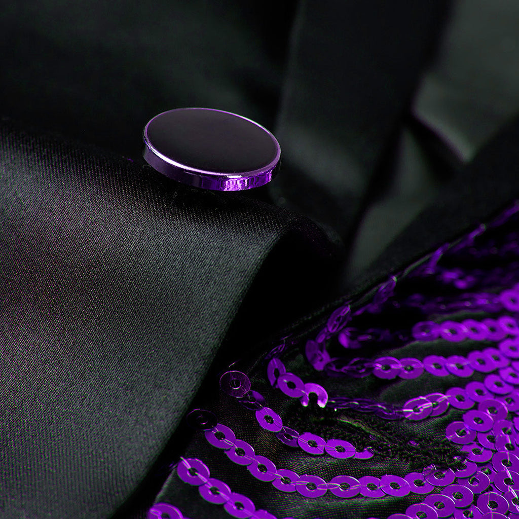 Men's 2-Piece Purple Sequin Water Ripples Black Suit