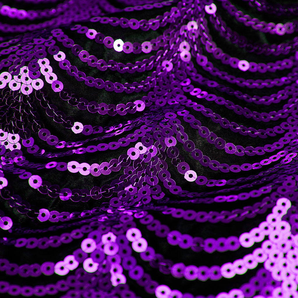 Men's 2-Piece Purple Sequin Water Ripples Black Suit
