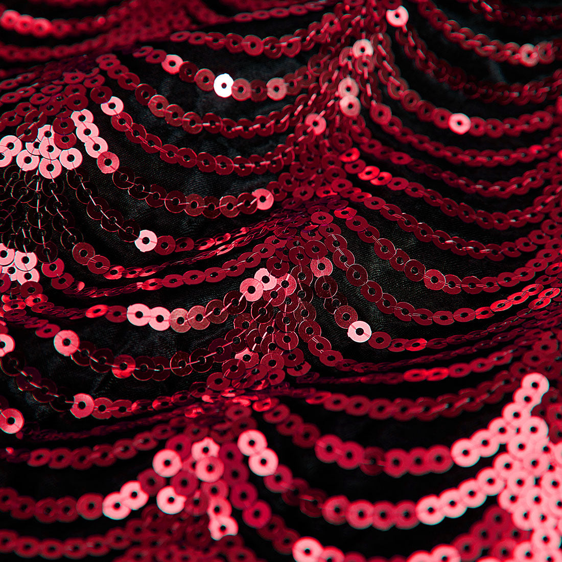 Men's 2-Piece Red Sequin Water Ripples Black Suit