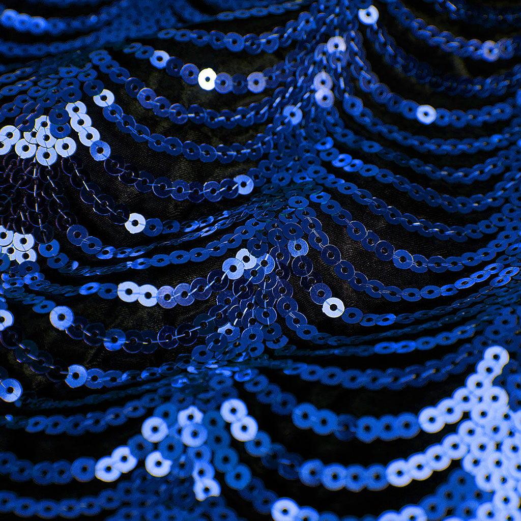 Men's 2-Piece Blue Sequin Water Ripples Black Suit