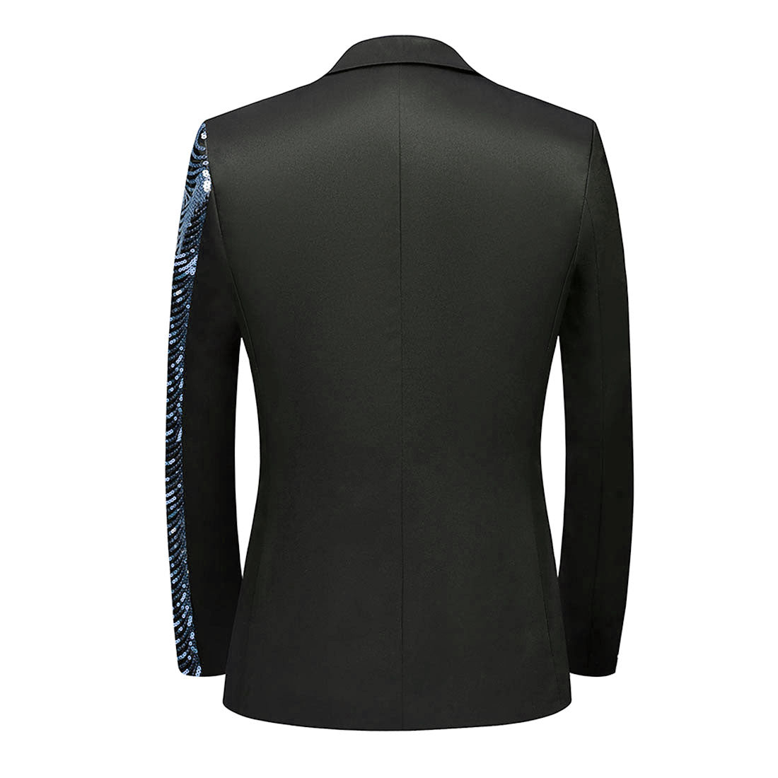 Men's 2-Piece Light Blue Sequin Water Ripples Black Suit
