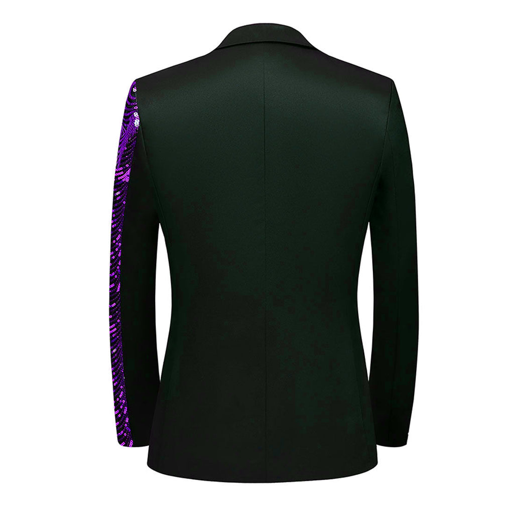 Men's 2-Piece Purple Sequin Water Ripples Black Suit