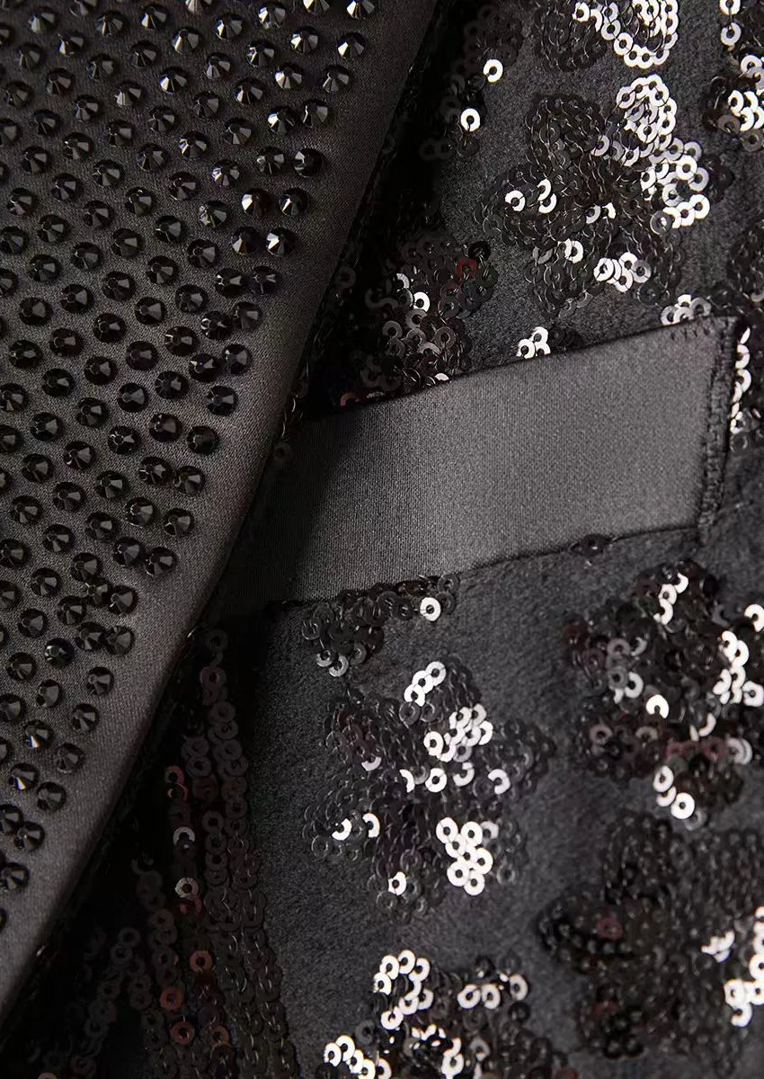 Men's Starry Sequin Black Luxury Tuxedo